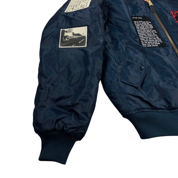 RARE OG HSTRY BY NAS God's Son Bomber Jacket Mens Size L Navy - Picture 6 of 12